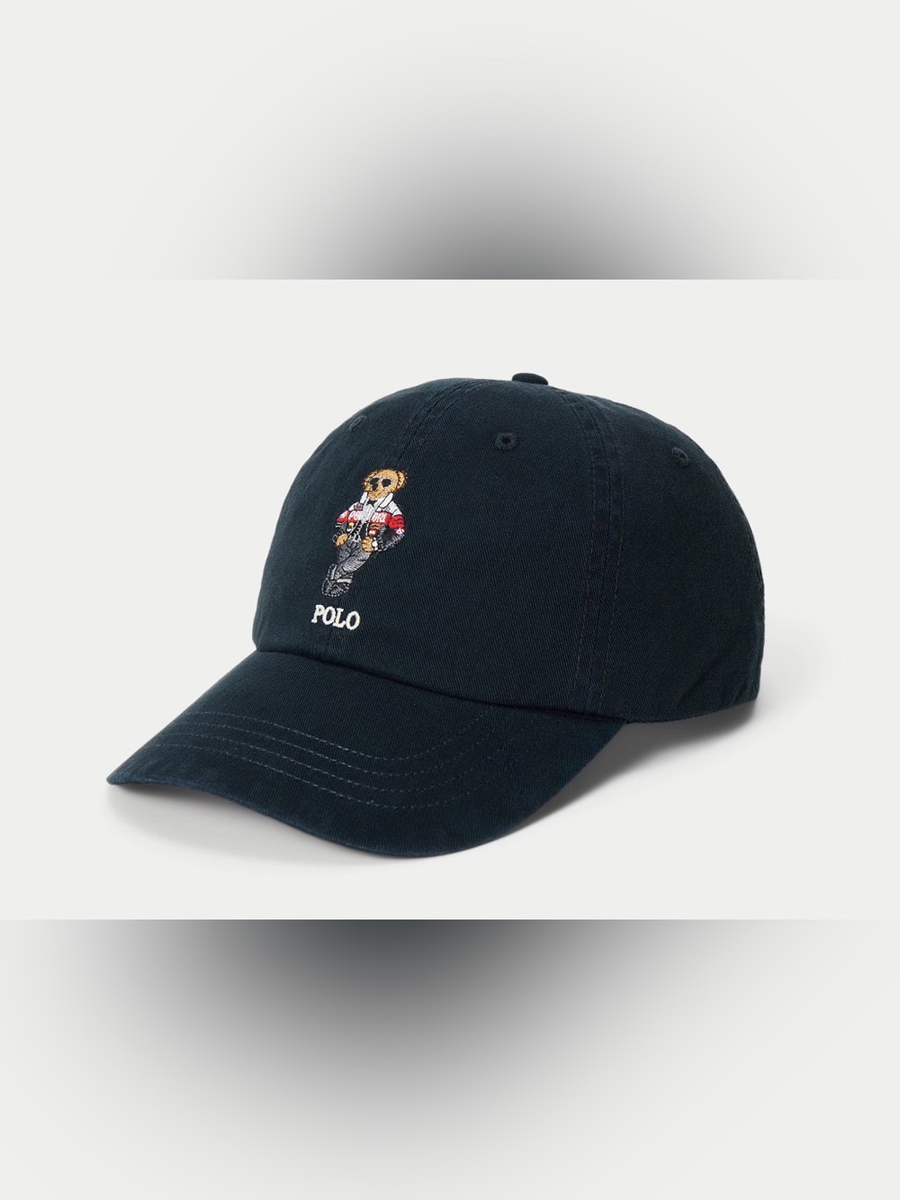 NWT Polo Ralph Lauren Black TUXEDO RACING JACKET BEAR Twill Baseball Cap Hat